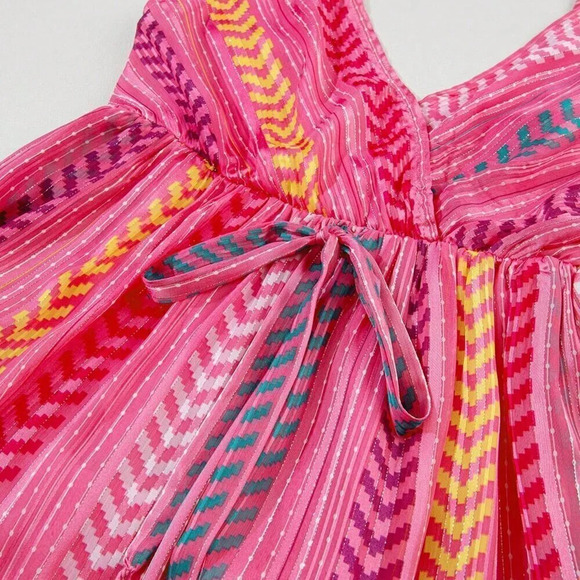 Hot Pink Boho Women's Western Geometric Tie Ruffle Halter Long Dress - Picture 8 of 8